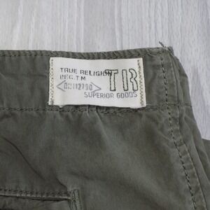 True Religion Celina Cargo Pants Women 31 Olive Green Rolled Overdye 100% Cotton